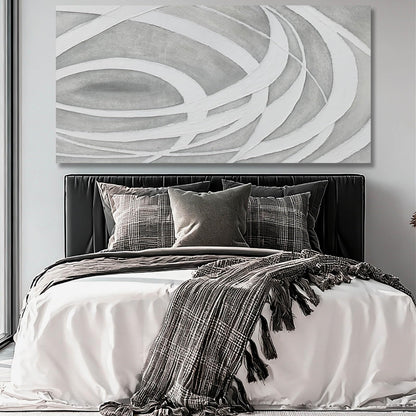 MLART99 Large Abstract Gray White Canvas Wall Art Modern Neutral Line Print Poster for Bedroom Living Room Office Aesthetic Home Decoration 29x58 Inch