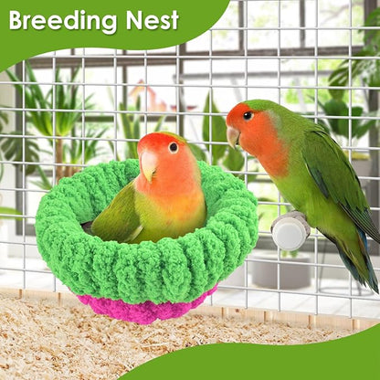 KATUMO Bird Nest, 5.5inch Small Parrot Breeding Bed for Budgie, Parakeet, Cockatiel, Conure, Lovebird, Canary, Finch Birds (Green/Rose, Small)