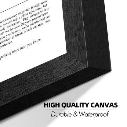 8X10 Inch Black Framed 1% Better Every Day Canvas Wall Art Motivational Minimalist Posters Growth Mindset Self Improvement Quotes Prints Wall Decor For Office Home Gym Bedroom Study