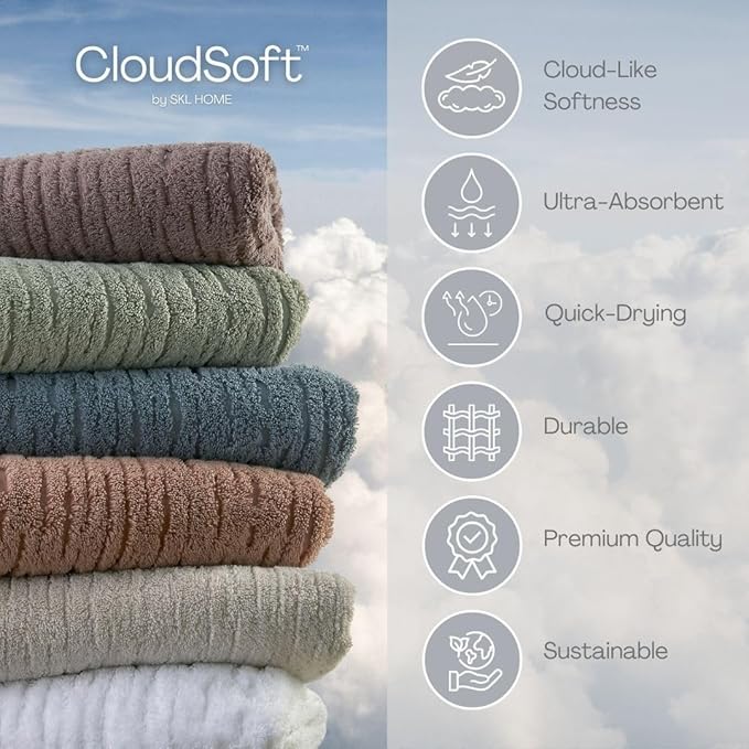 SKL Home CloudSoft Cotton Luxury 4-Piece Washcloth Set
