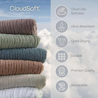 SKL Home CloudSoft Cotton Luxury 4 Pc Bath Towel Set