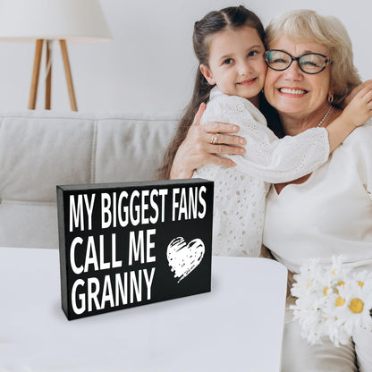 My Biggest Fans Call Me Granny Wooden Sign - Granny Gifts, Sentimental Wall and Shelf Decor for Grandmothers, Made in USA
