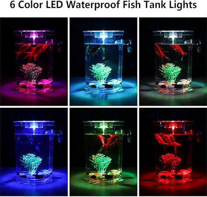 Betta Fish Tank, 360 Aquarium with LED Light, 1 Gallon Fish Bowl, Small Fish Tank Starters Kit, Beta Fish Tank Aautomatic Cleaning as Desktop Decoration for Office Home Room Decor