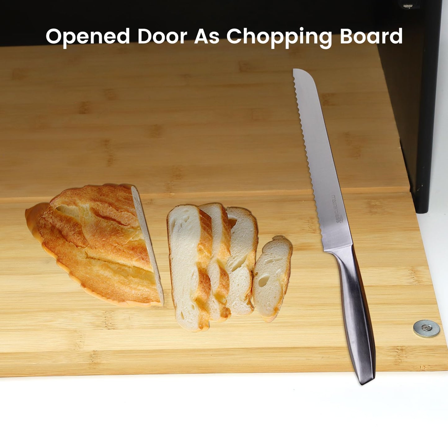 Upgraded read Box for Kitchen Countertop, Double Layer Bread Storage Container, Wooden Bread Storage Bin, Bread Boxes for Kitchen Counter Corner, Cabinet, Pantry, Cupboard (Black)