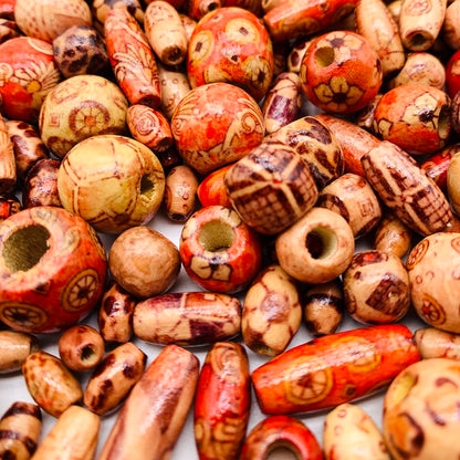 700Pcs European Loose Beads Painted Assorted African Beads Macrame Supplies Craft Jewelry Wood Beads for Jewelry Making DIY Bracelet Necklace Hair Crafts