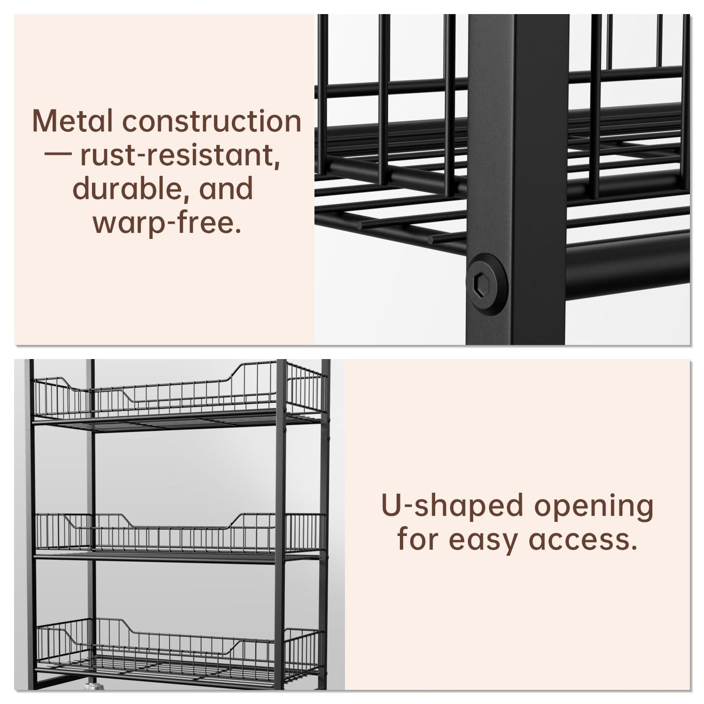 5-Tier Metal Display Rack Large Snack Shelving Unit with Hanging Panels and 12 Hooks 4 Casters for Easy Mobility Freestanding Display Unit Ideal for Supermarkets and Retail Stores (65.23H*23.8W*10.4D)