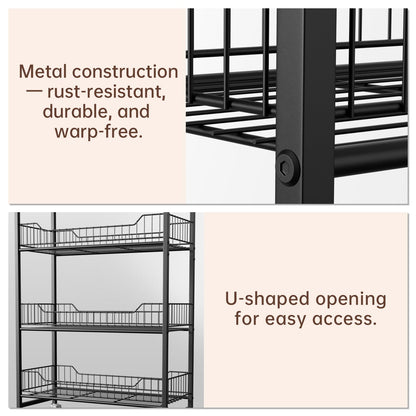 5-Tier Metal Display Rack Large Snack Shelving Unit with Hanging Panels and 12 Hooks 4 Casters for Easy Mobility Freestanding Display Unit Ideal for Supermarkets and Retail Stores (65.23H*23.8W*10.4D)