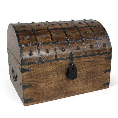 Nautical Cove Handmade Pirate Treasure Chest for Kids Prizes & Classroom with Lock and Skeleton Keys – Lockable Wooden Storage Chest Box, Pirate Decor, Decorative Wooden Box - XXX-Large 21x15.75x15.75