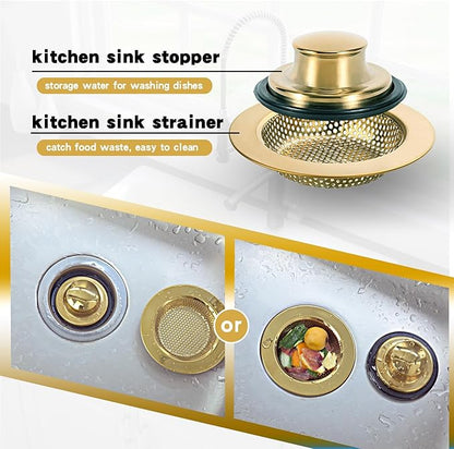 RQYEKDO Kitchen Sink Strainers Sink Stopper Kits, Stainless Steel Sink Drain