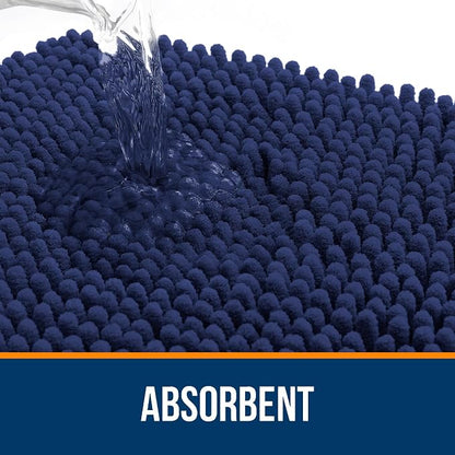 OLANLY Large Bathroom Rugs 44x32, Soft Absorbent Chenille Bath Rugs, Rubber Backing Quick Dry, Machine Washable Bath Mats for Bathroom Floor, Tub and Shower, Home Decor Accessories, Twilight Sapphire