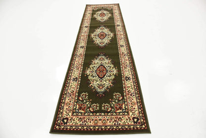 Unique Loom Reza Collection Traditional Persian Style Area Rug, 2 ft 7 in x 10 ft, Olive/Ivory