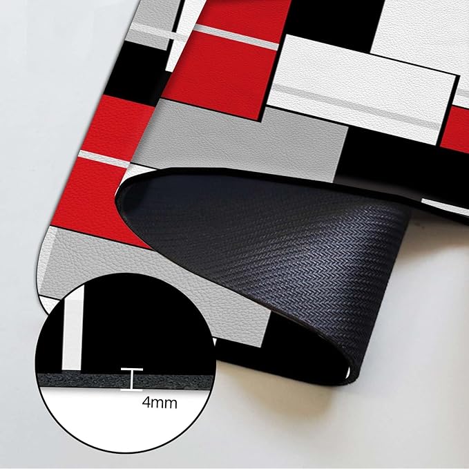 MCALK Geometric Red Kitchen Sink Faucet Mat Splash Guard, Absorbent Quick-Dry