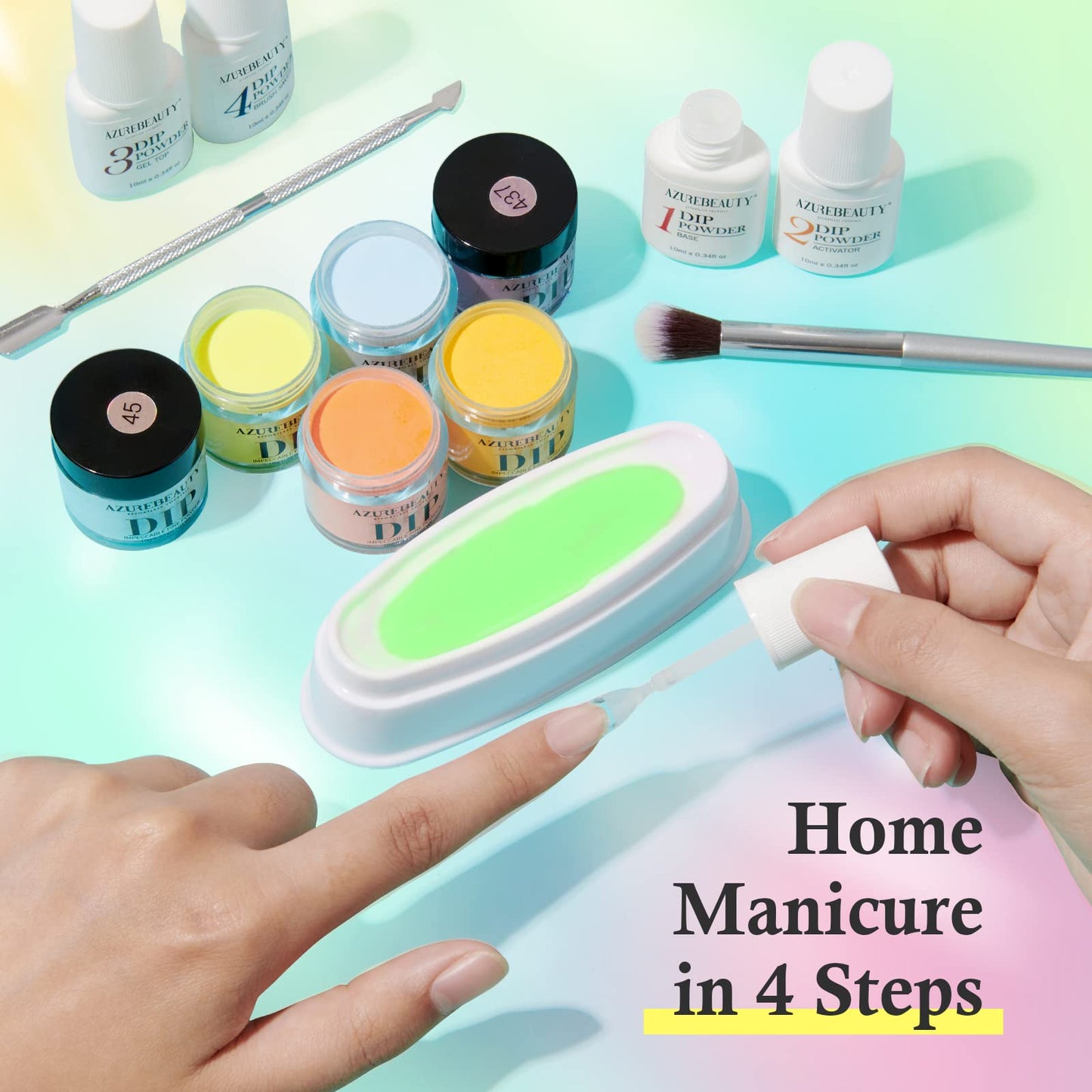 AZUREBEAUTY 31 Pcs Dip Powder Nail Kit 20 Colors Glitter Nude Brown Pink White Gray Dip Powder Liquid Set with Top/Base Coat Activator for French Nails Art Manicure DIY Salon Women Valentine's Gift