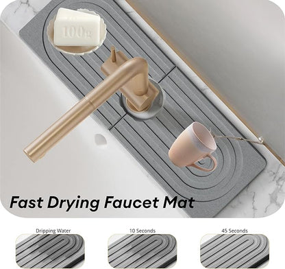 Sink Faucet Mat Splash Guard, Stone Quick Dry Faucet Mat