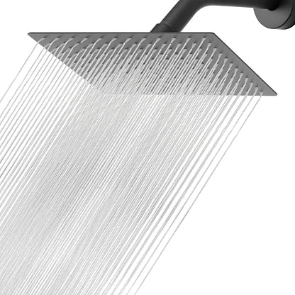 NearMoon Rain Shower Head, High Flow Stainless Steel Rainfall Shower, High Pressure Design, Awesome Shower Experience Even At Low Water Flow (12 Inch Rectangle, Matte Black)