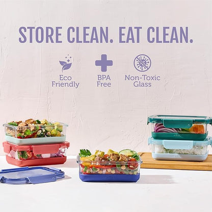 Ello Duraglass Refresh 3.4 Cup Meal Prep Sets 10Pc, 5 Pack Set- Glass Food