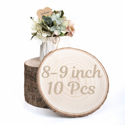 10 Pack Wood Centerpieces for Tables Natural Round Wood Slices for Rustic Wedding Decor and Table Decorations Unfinished Wooden Rounds (8–9 inch)