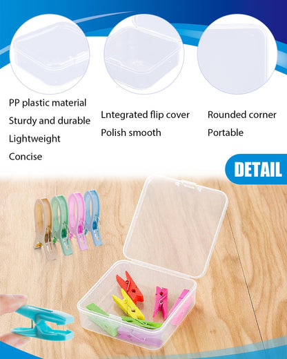 Wuqoioo Small Plastic Case, 24 Pack Clear Plastic Beads Storage Containers Clear Craft Storage Boxes Mini Storage Containers For Small Items, Crafts, Jewelry, Hardware (3.3 x 3.3 x 1.2 inches)