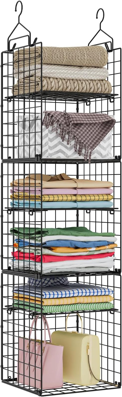 6-Tier Closet Hanging Organizer Shelves, Hanging Closet Organizer and Storage