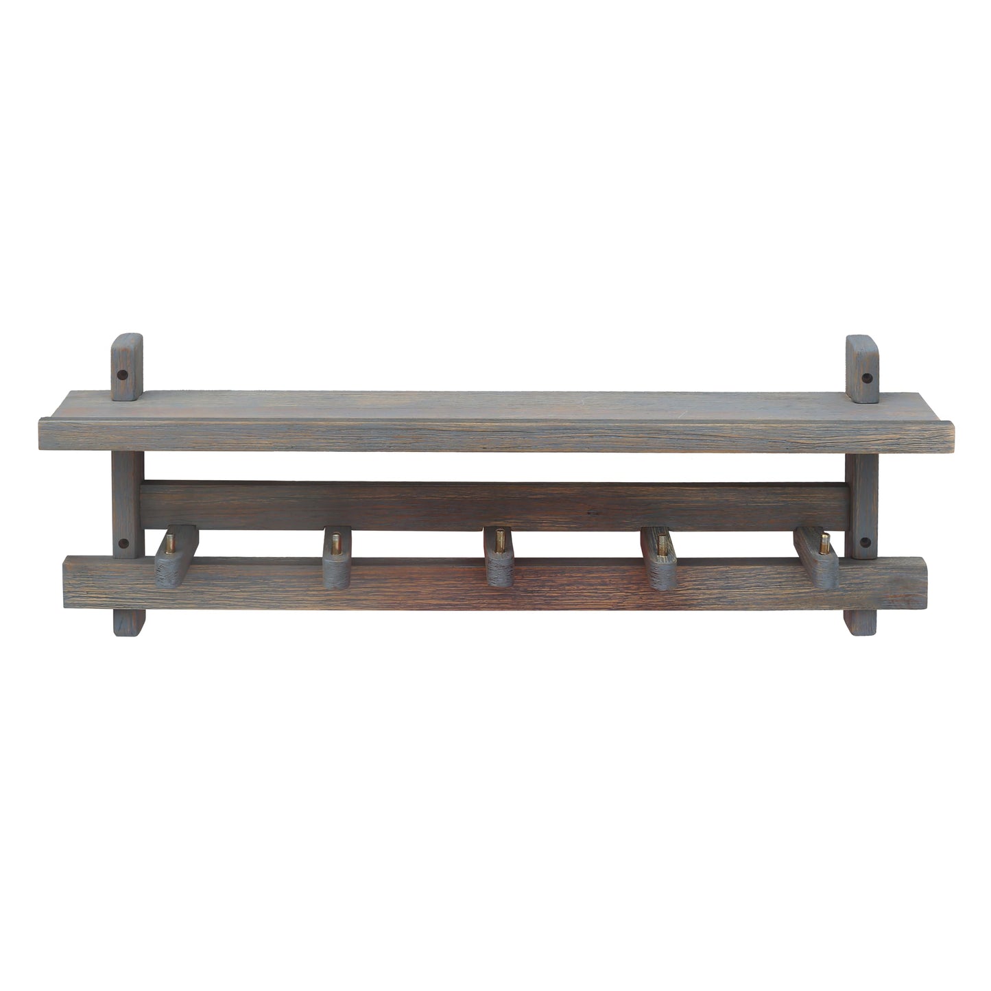 APPAFUN Wooden Coat Rack Wall Mount with Shelf, 28-Inch Hat Organizer and Entryway Storage Rack for Coats, Bags and Keys, Wall-Mounted for Bedroom, Living Room, Hallway, Rustic Brush Grey