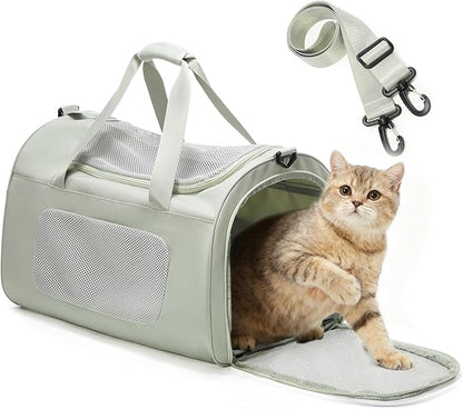Large Cat Carriers Dog Carrier Pet for Small/Medium Cats Dogs Puppies,Soft-Sided Cat Bag Airline Approved,Carry Up to 20 Lbs,Green