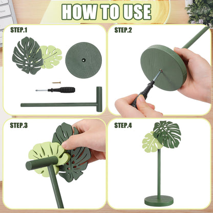 Yookeer Monstera Headphone Stand Cute Headphone Stand Decorative Palm Leaves Wood Desk Decor for Gamer Room Office Desk Gaming Gifts for Girlfriend Office Worker