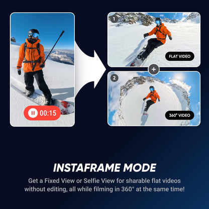 Insta360 X5 - Waterproof 8K 360° Action Camera, Leading Low Light, Invisible Selfie Stick Effect, Rugged and Replaceable Lens, 3-Hour Battery, Built-in Wind Guard, Stabilization, Triple AI Chip Design