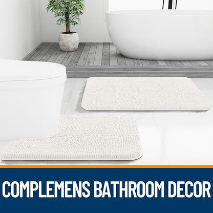 OLANLY Bathroom Runner Rugs 70x24, Extra Soft Absorbent Chenille Bath Rugs, Rubber Backing Quick Dry, Machine Washable Long Bath Mats for Bathroom Floor, Tub and Shower, Home Decor Accessories, Ivory