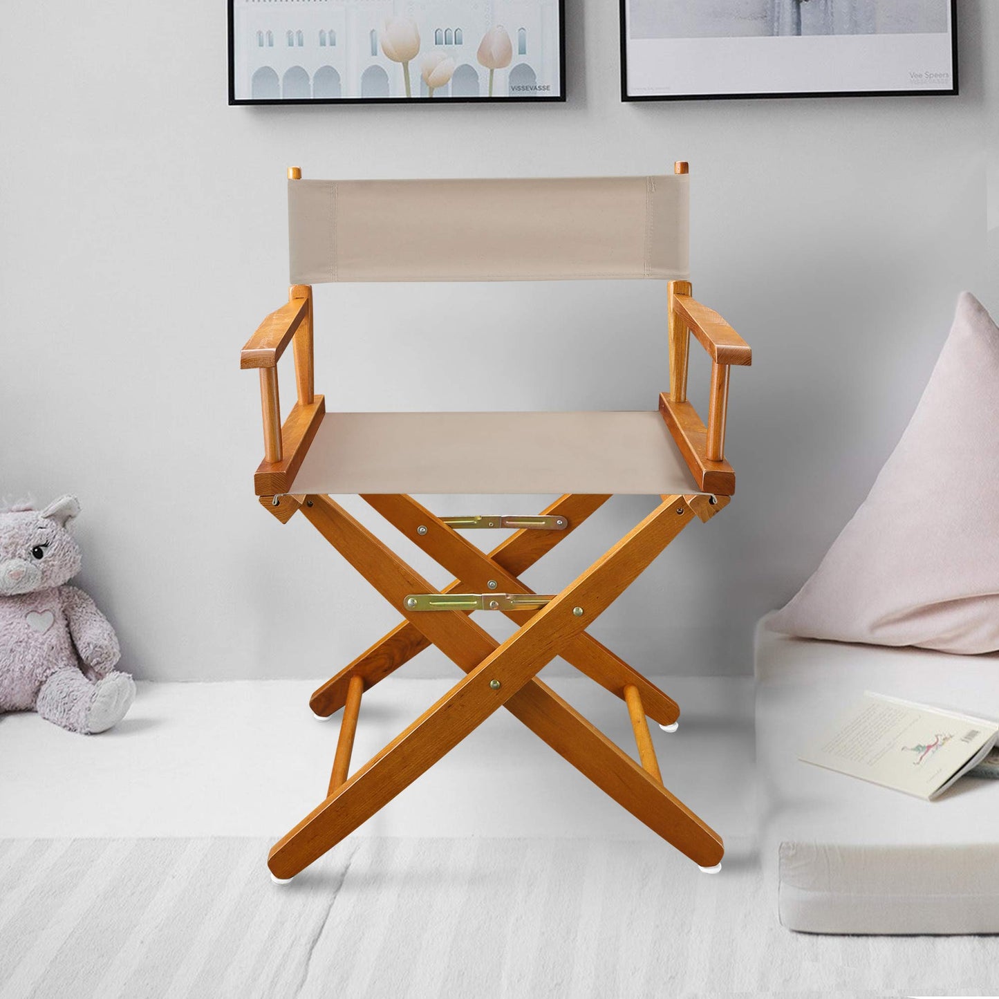 American Trails Extra-Wide Premium 18" Director's Chair Mission Oak Frame with Natural Canvas