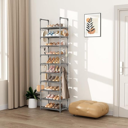 VTRIN 10 Tiers Tall Shoe Rack Holds 20-25 Pairs of Shoes Sturdy Vertical Shoe
