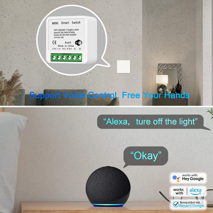 WiFi Smart Switch Light Switch, Compatible with Alexa/Google Home, APP Remote Control, Voice Control, DIY Mode, Timer Function, LAN Control, No Hub Required, 2 Way 16A(4 Pack)