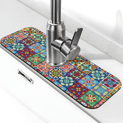 Talavera Mexican Ceramic Tiles Boho Kitchen Sink Splash Guard Faucet Mat 1 Pcs