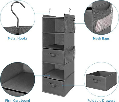 MAX Houser 5 Tier Shelf Hanging Closet Organizer, Cloth Hanging Shelf