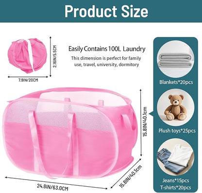 100L Collapsible Laundry Baskets, Tear Proof Pop Up Laundry Hamper
