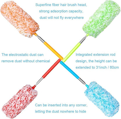 4 Pcs, Hand Microfibre Cleaning Tool Extendables