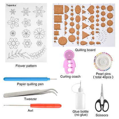 TUPARKA 15 PCS Paper Quilling Kits with 29 Colors 600 Strips Quilling Paper DIY Design Drawing Handcraft Tool