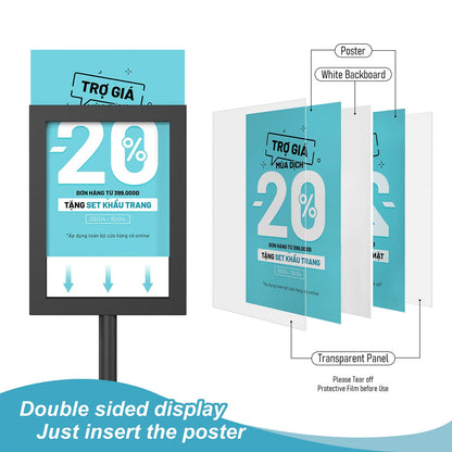 Relx Adjustable Outdoor Sign Holder Stand for Display - Floor Sign Stand with Base for Business Retail Events 8.5x11 inches