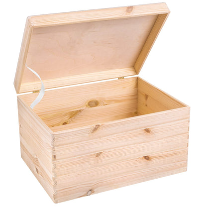 Creative Deco XXL Large Plain Wooden Box Storage with Hinged Lid | 15.8x11.8x9.44 inches (+-0.5) | Keepsake Unfinished | Unpainted Gift Trunk | PRODUCT NOT INTENDED FOR 15 YEARS OR BELOW