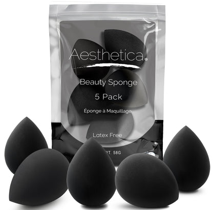 Aesthetica Cosmetics Beauty Sponge Blender - Latex Free and Vegan Makeup Sponge Blender - For Powder, Cream or Liquid Application - One Piece Make Up Sponge