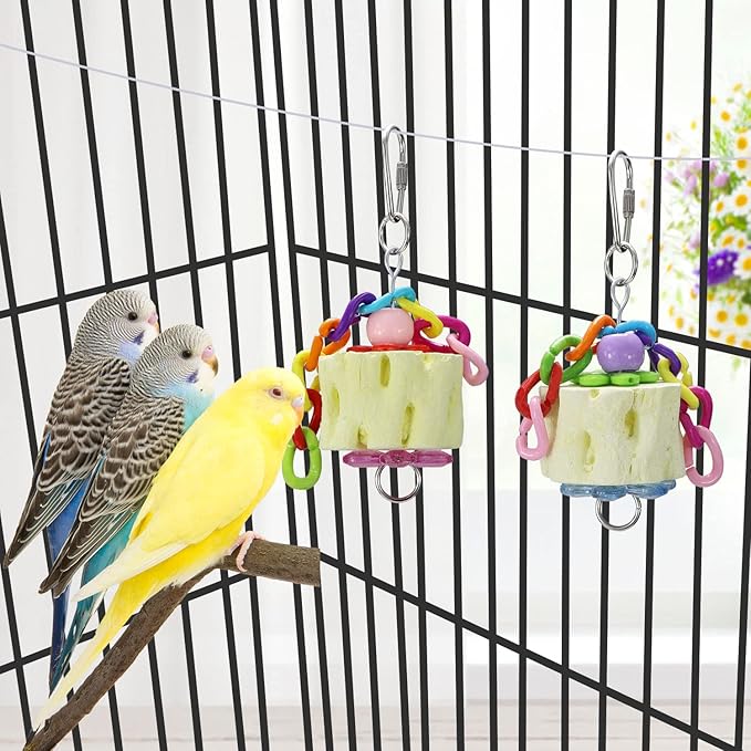 Litewoo Bird Beak Grinding Stone Molar Mineral Block Toy Bird Cage Accessories for Bird Parrot Budgie Parakeet Cockatiel Lovebirds Conures Finch Hamster Rat (2Pcs)