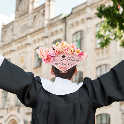 WATINC Graduation Cap Decorations Kit - Class of 2026 DIY Grad Hairband Cap with 3D Butterfly Flowers Rhinestones Pearl Letter Stickers, for Hat Topper Crafts School Class Party Supplies (Rose Gold)