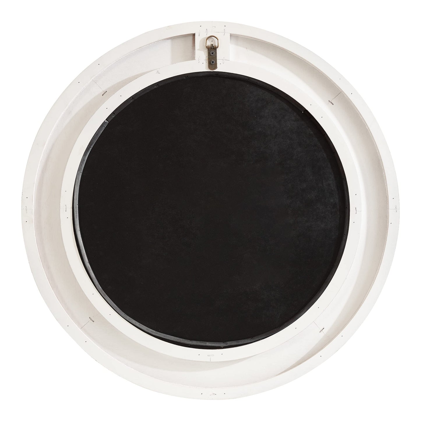 Kate and Laurel Engrahm Rustic Engraved Wooden Round Mirror, 26 Inch Diameter, Rustic Brown and White, Modern Farmhouse Distressed Circle Mirror for Use as Bathroom Mirror for Over Sink