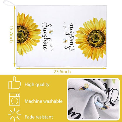Bencailor 4 Pcs Sunflower Kitchen Towels Spring Summer Gifts Sunflower Floral