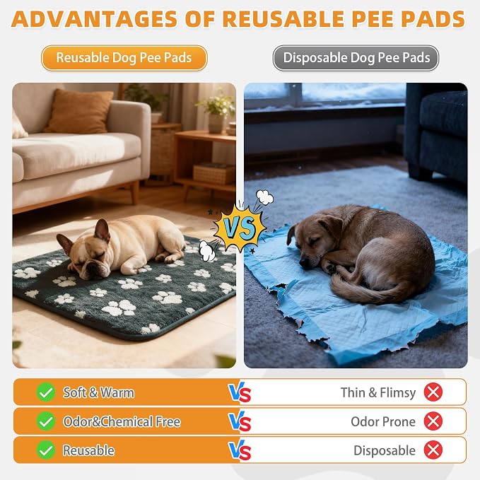 KOOLTAIL Washable & Waterproof Dog Whelping Pad for Large Dogs, 36x41in Super Absorbent & Soft Warm Plush Puppy Pads Potty Training, Quick Dry Reusable Pet Mats for Whelping Box Supplies,Playpen,Crate