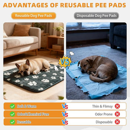 KOOLTAIL Washable & Waterproof Dog Whelping Pad for Small Dogs, Super Absorbent & Soft Warm Plush Puppy Pads Potty Training, Quick Dry Reusable Pet Mats for Whelping Box Supplies,Playpen,Crate,18"*24"
