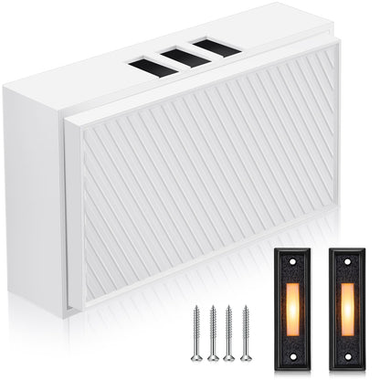 Saillong Wired Doorbell Chime with 2 Lighted Push Buttons, 16V 10VA Two Sounds Front and Rear Hardwire Door Bell Kit for Home Wall Inside, Compatible with Most Brand Doorbells(Black, White, Yellow)