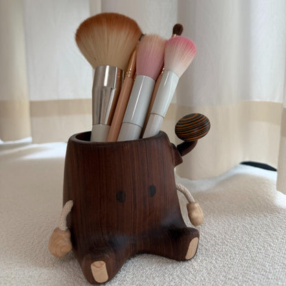 Wood2Play Handmade Stump Pen Holder, Wooden Desk Organizer, Stationery Box, Wood Pen Cup, Desktop Decor Gift, Office School Supplies Storage
