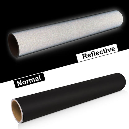 WRAPXPERT Black Reflective Vinyl for Cricut, 12" x5ft Reflective Vinyl Permanent Adhesive Roll for Mailbox Numbers, Cars, Trucks, Motorcycles, Bikes, Helmets, Reflective Black