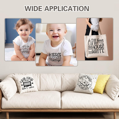 20 Pcs 5.5 Inch Vinyl DTF Heat Transfers for Baby Clothes with Funny Quote Designs for Onesies Bodysuits Bibs and DIY Shower Gifts
