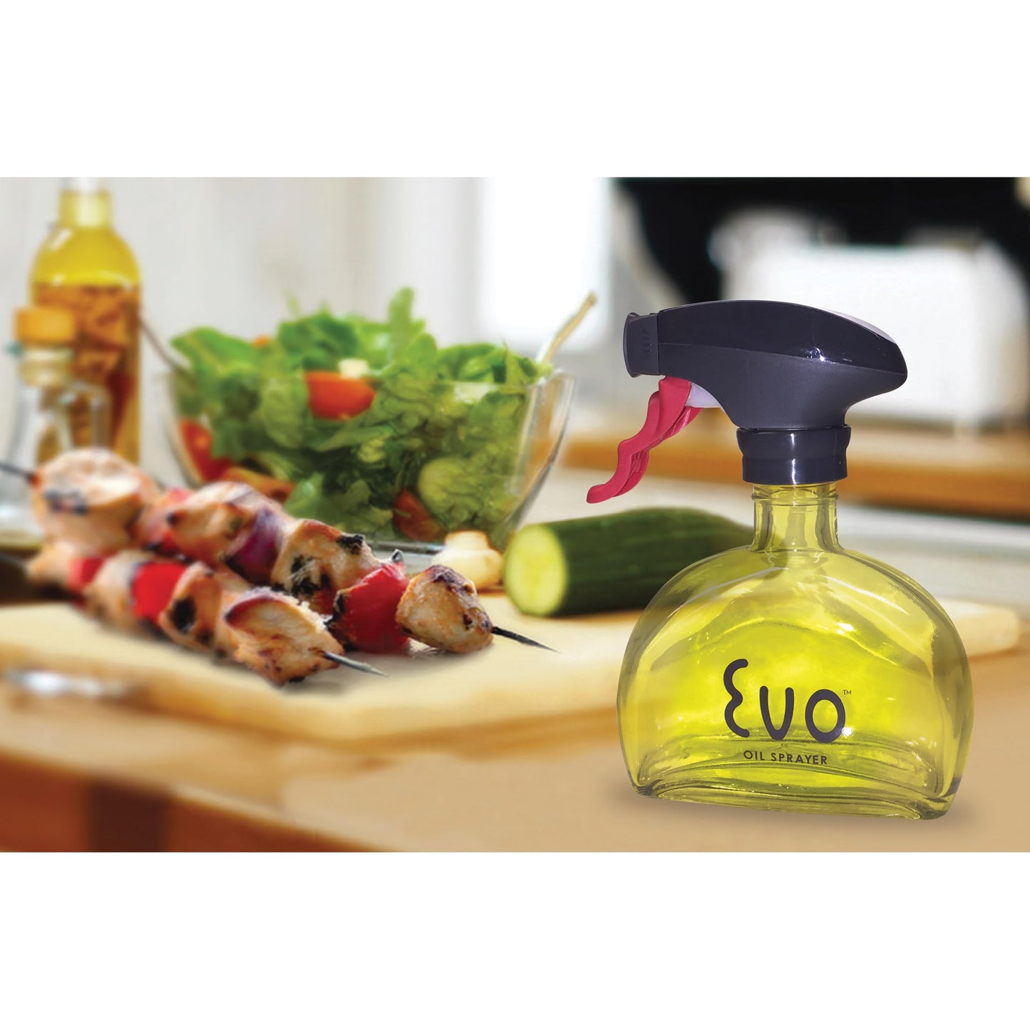 Evo Oil Sprayer Glass, Non-Aerosol for Olive, Cooking Oils, and Vinegars, Yellow, 6-Ounce Capacity